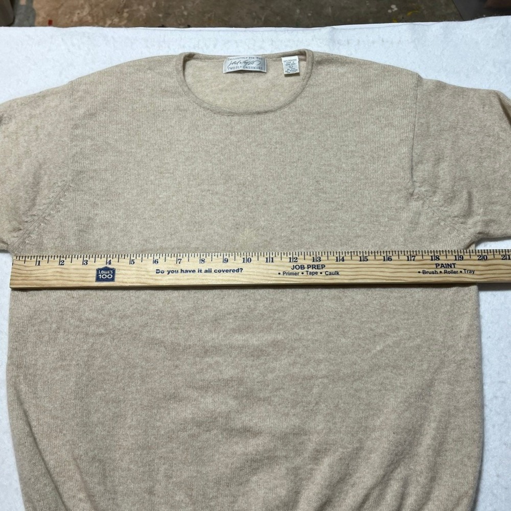 Vintage Neiman Marcus 100% Cashmere Sweater Mens L Beige Oatmeal Crewneck - Picture 4 of 7